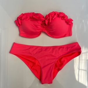 Victorias Secret Swim Strapless Top and Cheeky Bikini Bottoms 34C M